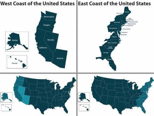 Geografi frakke nederlag East Coast vs. West Coast colleges